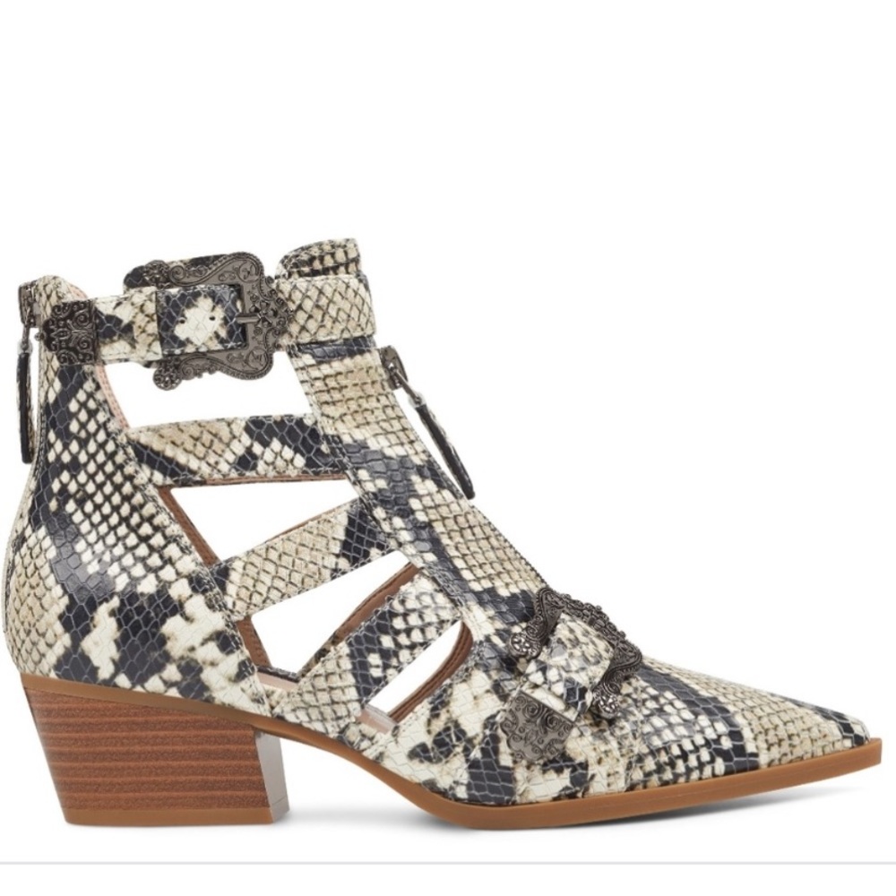 Nine West snake skin cut out boots
